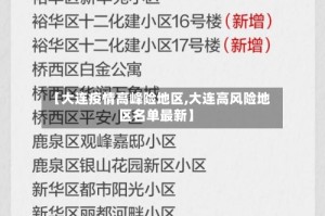 【大连疫情高峰险地区,大连高风险地区名单最新】